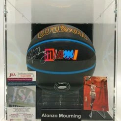 ALONZO MOURNING Basketball Showcase (Miami Heat) Signierter Basketball, City Edition Miami Heat