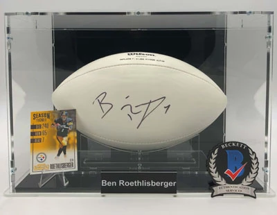 BEN ROETHLISBERGER Football Showcase (Pittsburgh Steelers) Signierter Football, The Duke Football