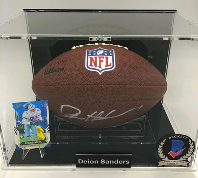 DEION SANDERS Football Showcase (Dallas Cowboys) Signierter Football, The Duke Football