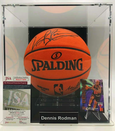 DENNIS RODMAN Basketball Showcase (Chicago Bulls) Signierter Basketball, Silver Series