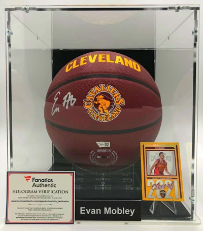 EVAN MOBLEY Basketball Showcase (Cleveland Cavaliers) Signierter Basketball, Cleveland City Edition