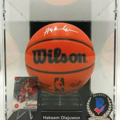HAKEEM OLAJUWON Basketball Showcase (Houston Rockets) Signierter Basketball, Wilson Authentic