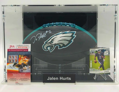 JALEN HURTS Football Showcase (Philadelphia Eagles) Signierter Football, Eagles Football