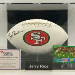 JERRY RICE Football Showcase (San Francisco 49ers) Signierter Football, 49ers White Panel Football