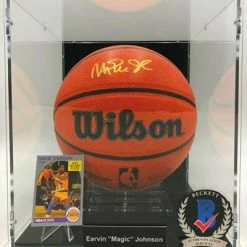 MAGIC JOHNSON Basketball Showcase (Los Angeles Lakers) Signierter Basketball, Wilson Authetic