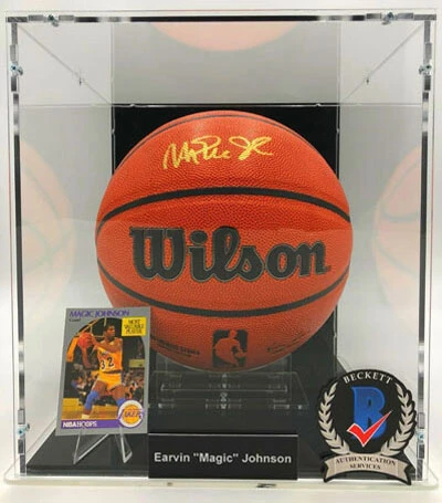 MAGIC JOHNSON Basketball Showcase (Los Angeles Lakers) Signierter Basketball, Wilson Authetic