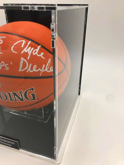 HAKEEM OLAJUWON & CLYDE DREXLER Basketball Showcase (Houston Rockets) Signierter Basketball, Super Tack Pro – Bild 8