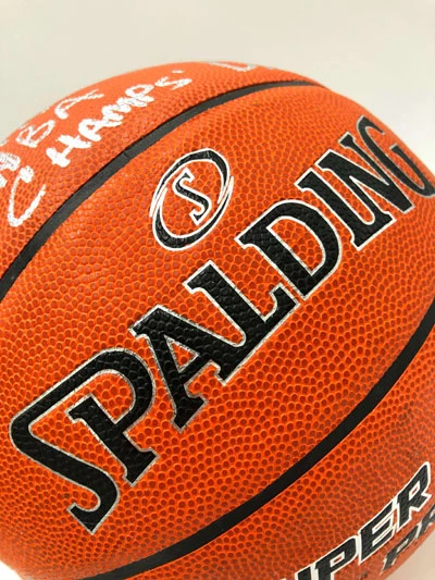 HAKEEM OLAJUWON & CLYDE DREXLER Basketball Showcase (Houston Rockets) Signierter Basketball, Super Tack Pro – Bild 4