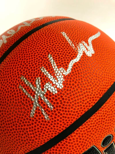 HAKEEM OLAJUWON & CLYDE DREXLER Basketball Showcase (Houston Rockets) Signierter Basketball, Wilson Authentic – Bild 2