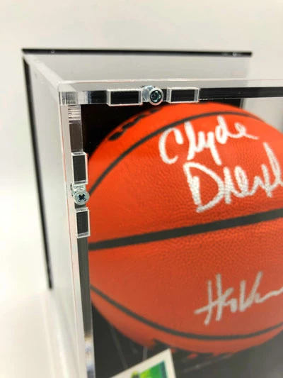 HAKEEM OLAJUWON & CLYDE DREXLER Basketball Showcase (Houston Rockets) Signierter Basketball, Wilson Authentic – Bild 5