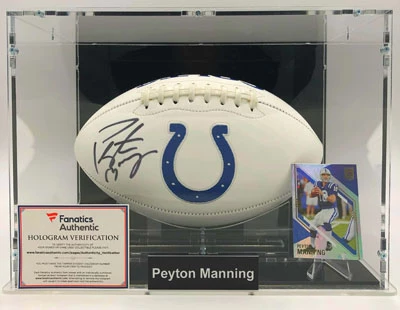 PEYTON MANNING Football Showcase (Indianapolis Colts) Signierter Football, Colts White Panel Football