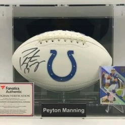 PEYTON MANNING Football Showcase (Indianapolis Colts) Signierter Football, Colts White Panel Football