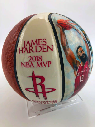 JAMES HARDEN (Houston Rockets) Signierter Basketball, NBA MVP Art – Bild 3