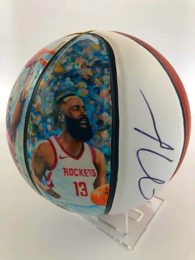 JAMES HARDEN (Houston Rockets) Signierter Basketball, NBA MVP Art