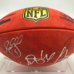 CRIS CARTER, MARK SANCHEZ, ROBBIE GOULD (Vikings, Jets, 49ers) Signierter Football, NFL „The Duke“ Game Ball