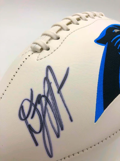 D.J. Moore (Carolina Panthers) Signierter Football, Panthers White Panel Football – Bild 2