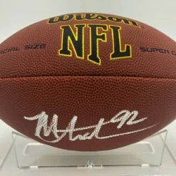 MICHAEL STRAHAN (New York Giants) Signierter Football, NFL Super Grip Cover