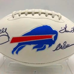 ANDRE REED, THURMAN THOMAS, JIM KELLY (Buffalo Bills) Signierter Football, Bills White Panel Football