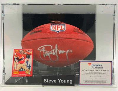 STEVE YOUNG Football Showcase (San Francisco 49ers) Signierter Football, The Duke Football