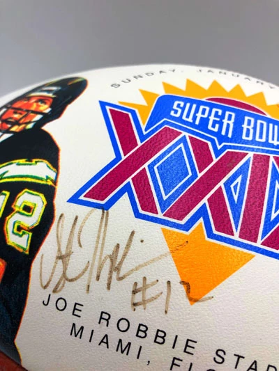 STEVE YOUNG & STAN HUMPHRIES Football Showcase (49ers/Chargers) Signierter Football, Super Bowl XXIX Limited Edition – Bild 3