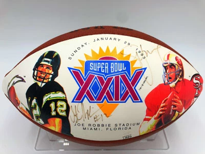 STEVE YOUNG & STAN HUMPHRIES Football Showcase (49ers/Chargers) Signierter Football, Super Bowl XXIX Limited Edition – Bild 8